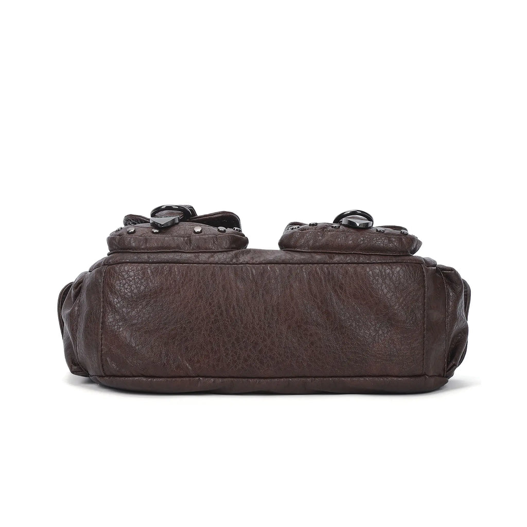 Vintage Y2K Studded Multi-Pocket Semi-Soft Tote Shoulder Bag