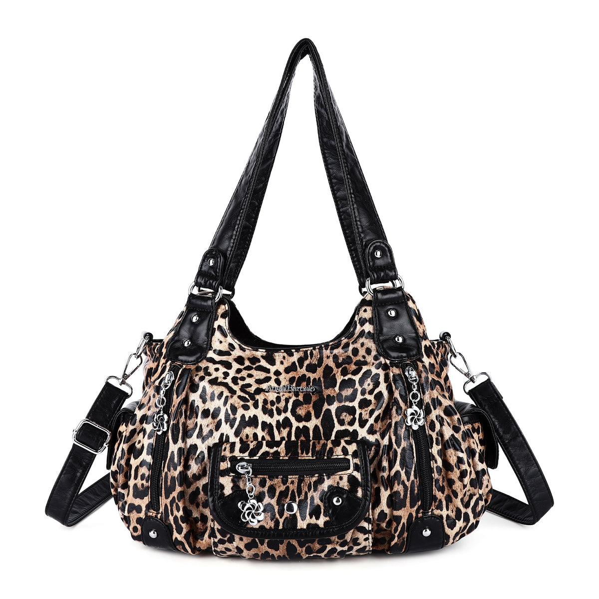 Multi-Print Patchwork Shoulder Crossbody Bag with Wide Straps