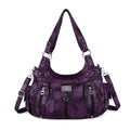 Washed Multi-Zip Hobo Shoulder Bag