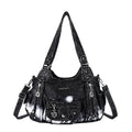 Multi-Print Patchwork Shoulder Crossbody Bag with Wide Straps