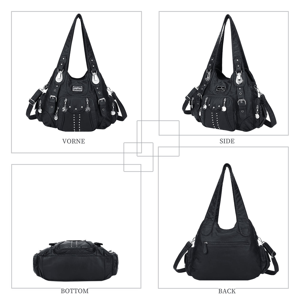 Structured Eco-Friendly Shoulder & Crossbody Bag with Multi-Pockets