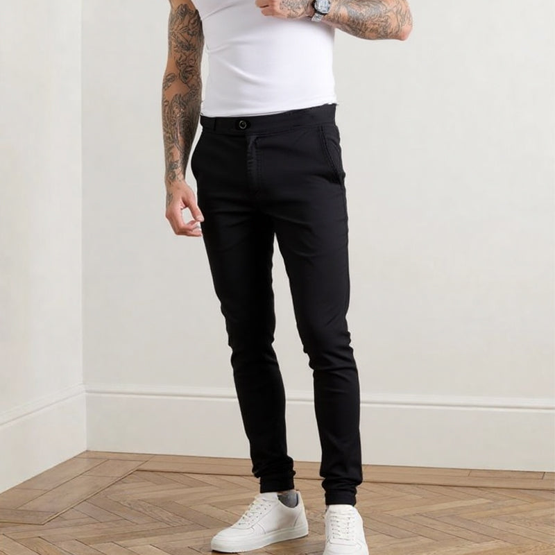 👖Men’s Casual Slim-Fit Solid Color Pants+Belt