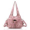 PU Studded Braided Multi-Pocket Hobo Bag