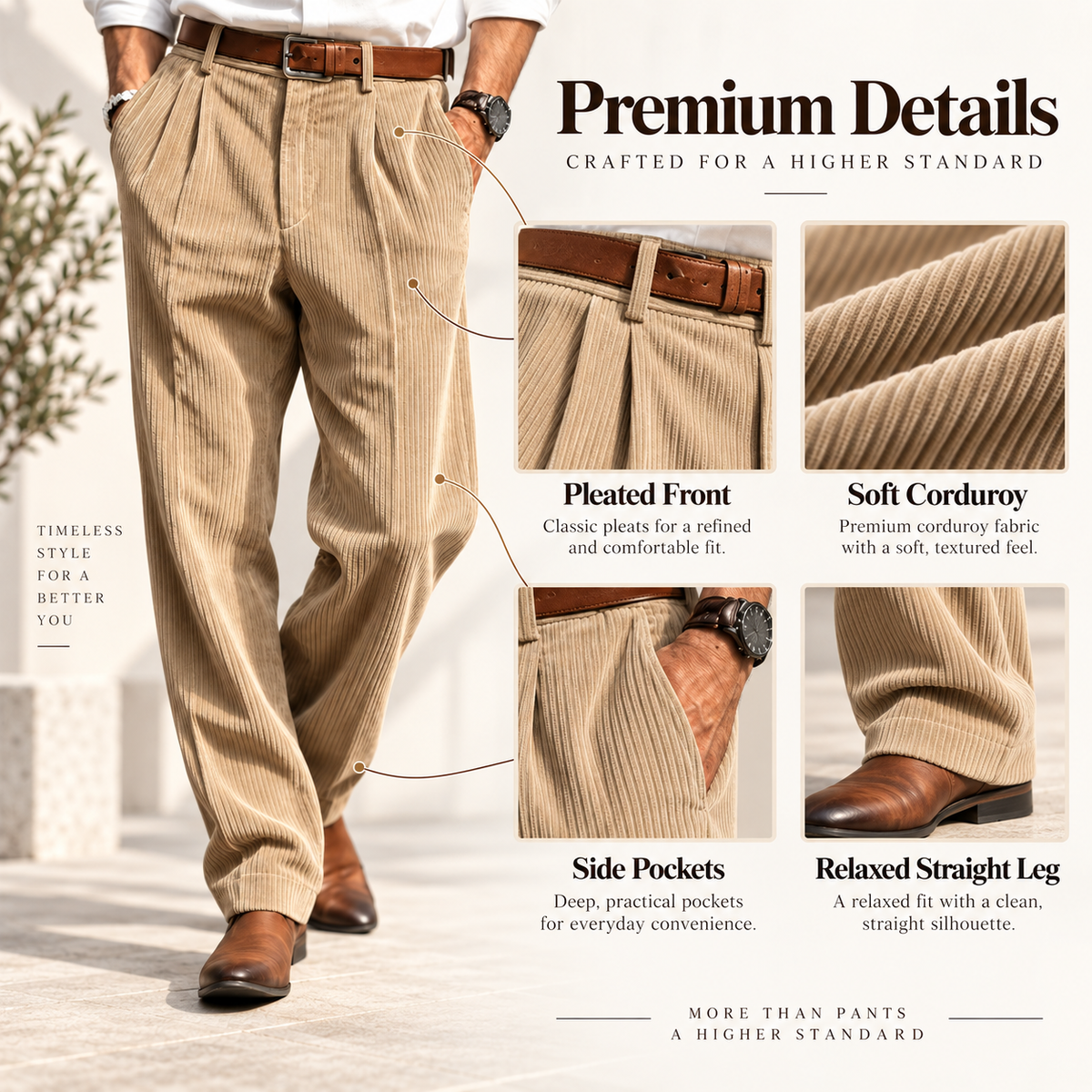 Men's Corduroy Straight Leg Pants