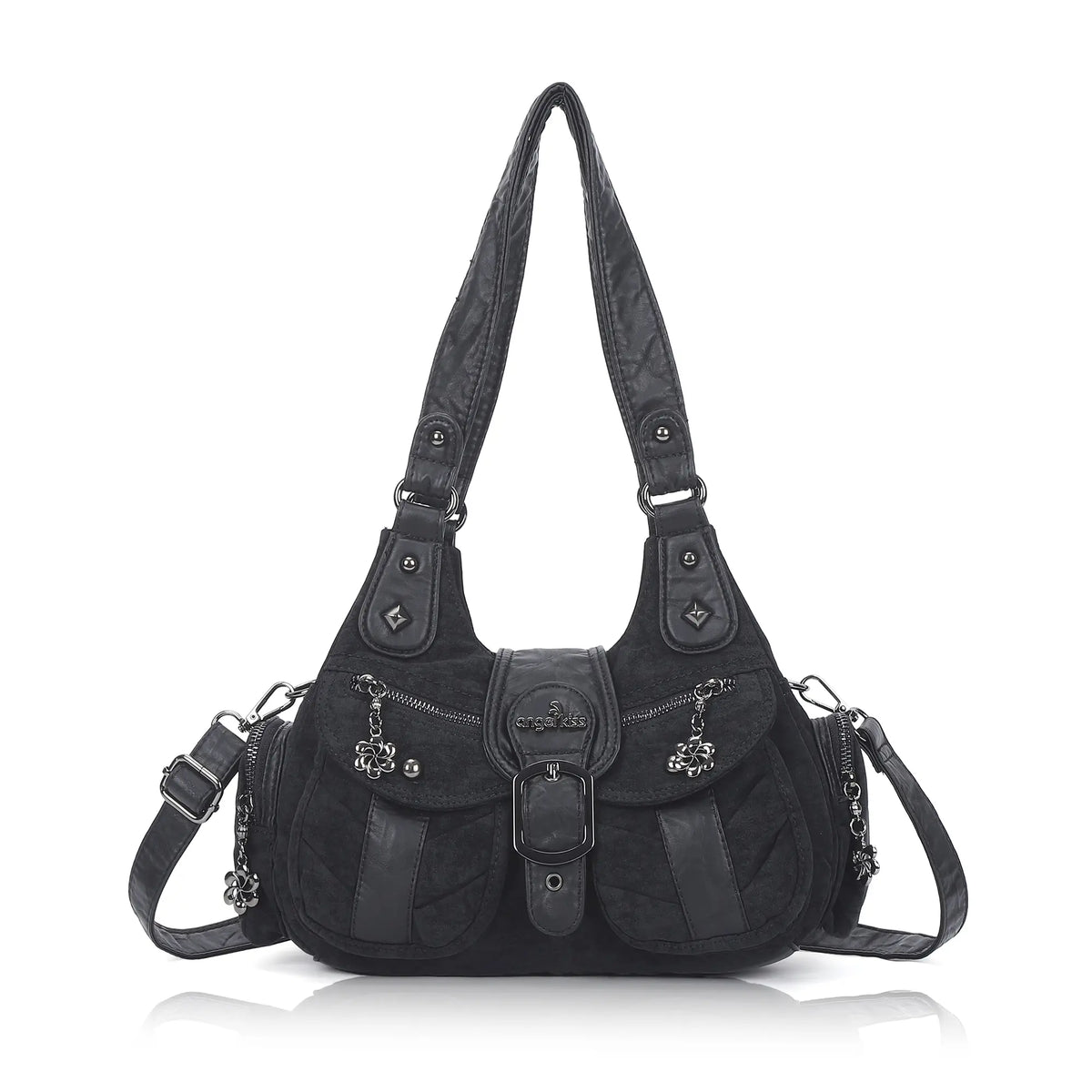 Vintage Utility Multi-Pocket Slouchy Hobo Shoulder Bag