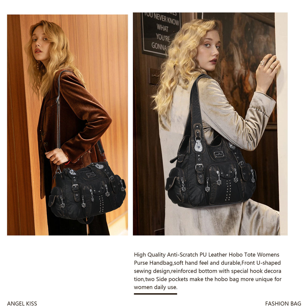 Structured Eco-Friendly Shoulder & Crossbody Bag with Multi-Pockets