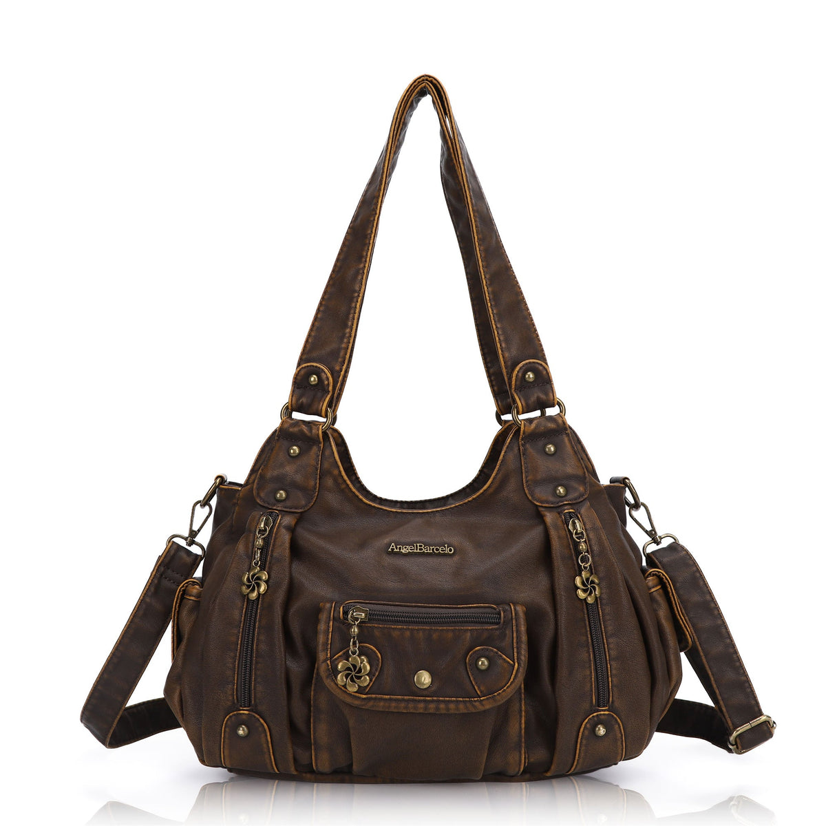 Vintage Old-Washed PU Leather Women’s Shoulder Tote Bag