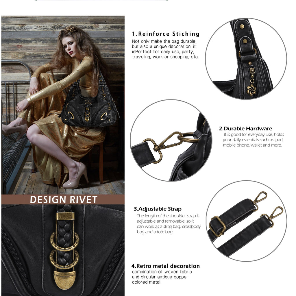 Heritage Braided Buckle Vegan Leather Hobo Bag