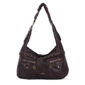 Vintage Vegan Leather Handbag – Multi-Pocket Shoulder Tote