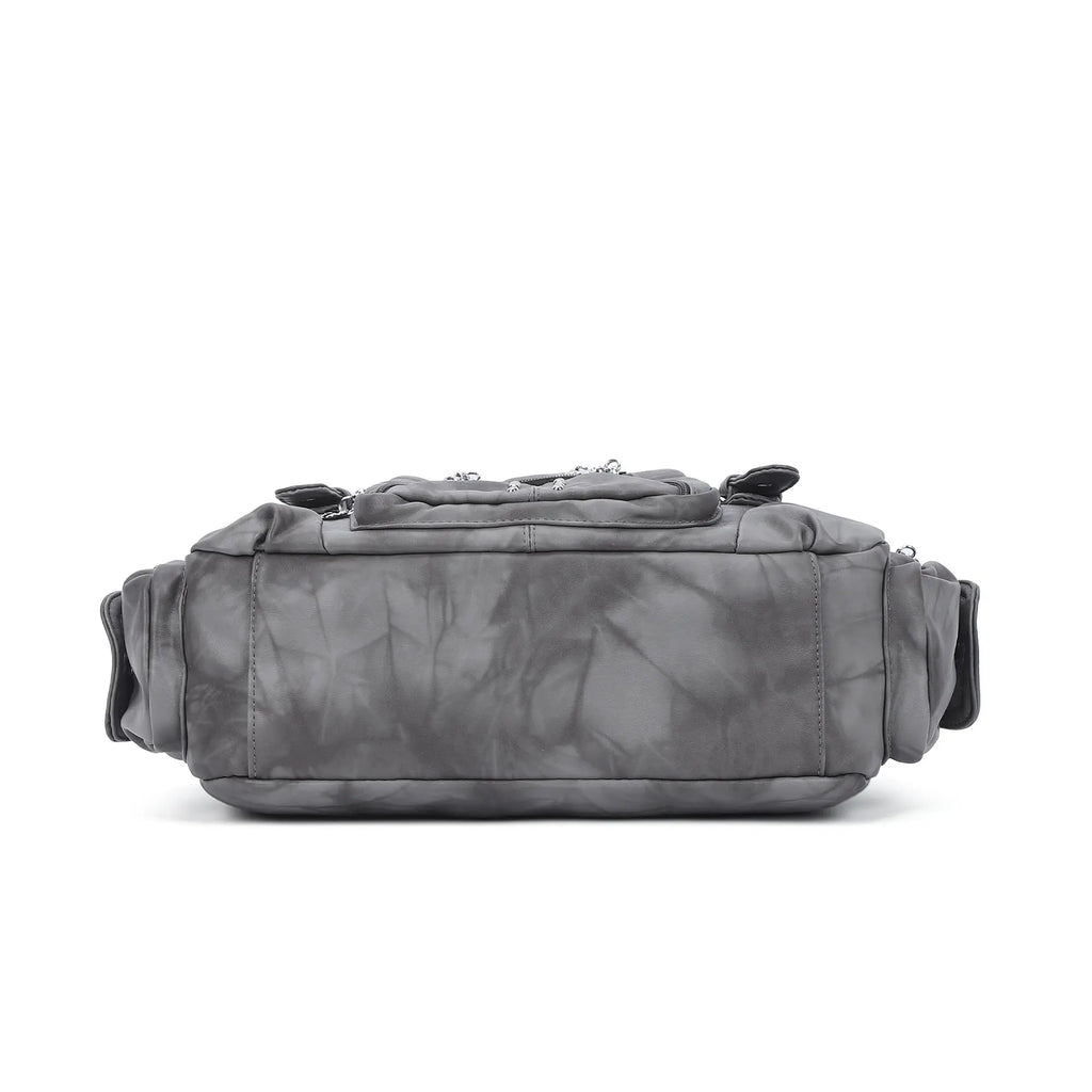 Tie-Dye Hobo Shoulder Bag with Rivet Strap Details