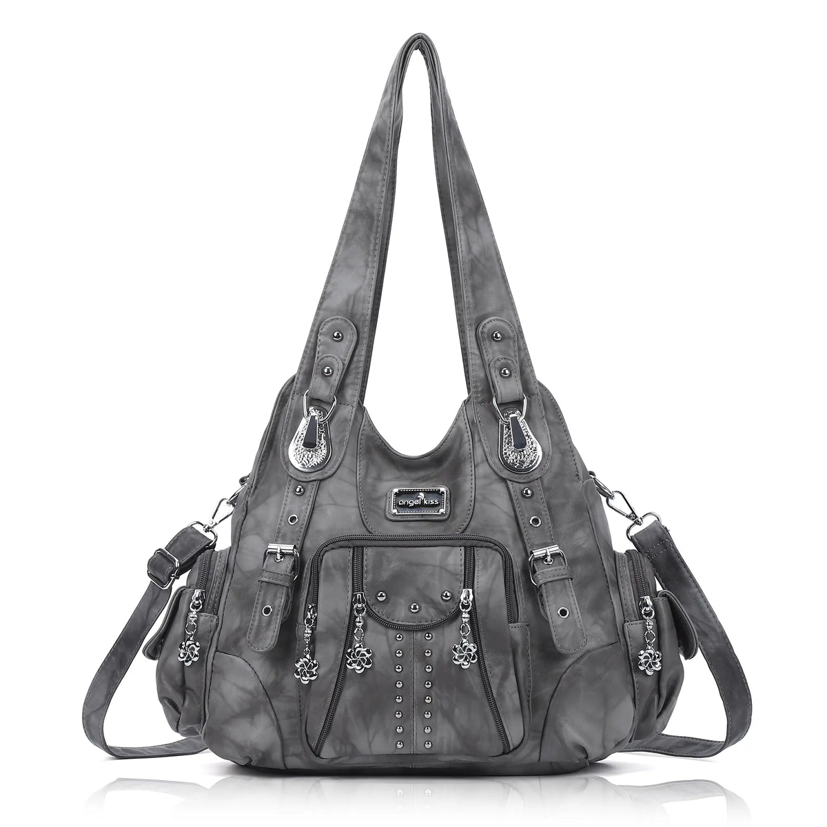 Tie-Dye Hobo Shoulder Bag with Rivet Strap Details
