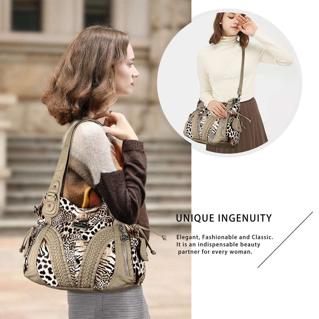Y2K Leopard Patchwork Hobo Shoulder Bag