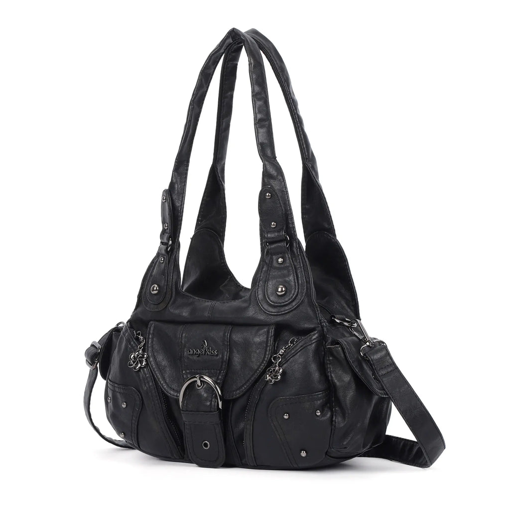 Studded Utility Multi-Pocket Shoulder Bag