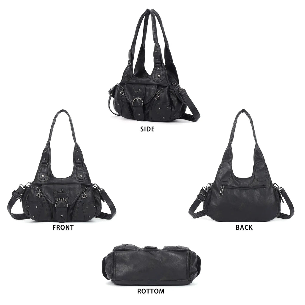 Studded Utility Multi-Pocket Shoulder Bag